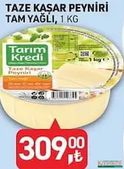 TARIM KREDİ TAZE KAŞAR PEYNİRİ TAM YAĞLI 1 KG fiyat ve kampanya bilgisi